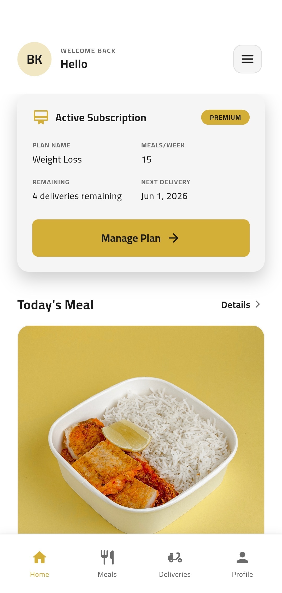 DietBox app home